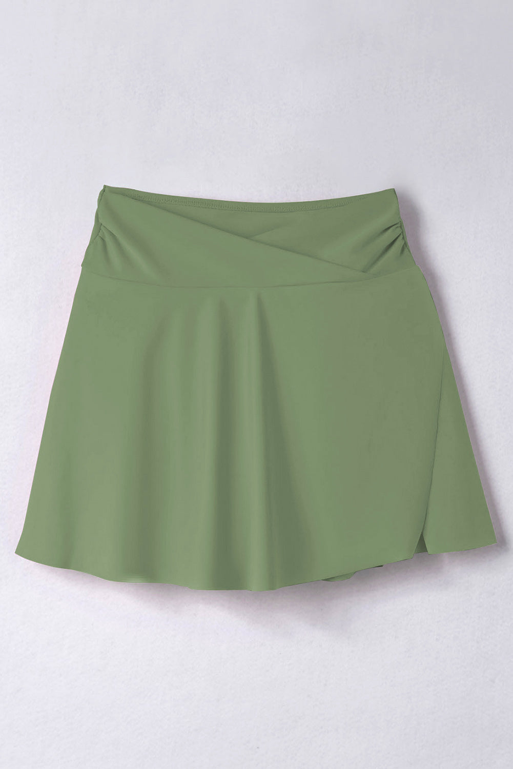 Cali Chic Women Swimsuit Green Criss Cross Waist Flared Swim Skirt - Cali Chic