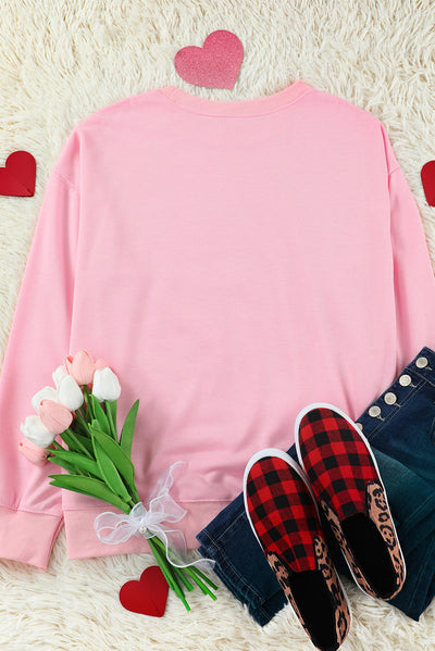 Pink BE MINE Puff Graphic Pullover Sweatshirt