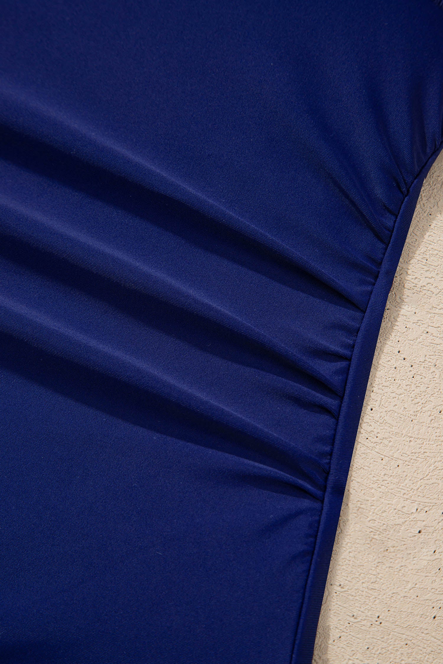 Navy Blue Color Block Detail Adjustable Straps One Piece Swimsuit - Cali Chic