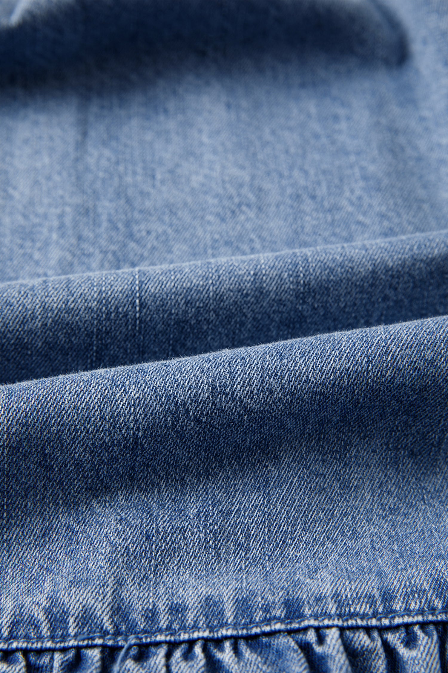 Cali Chic Women Dress Myosotis Puff Sleeve V Neck Ruffled Loose Denim Mini Dress - Cali Chic