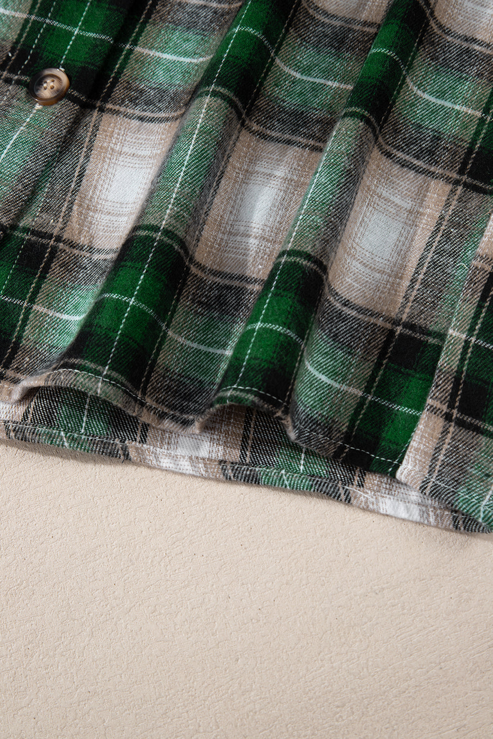 Green Plaid Print Chest Pocket Buttoned Hooded Shacket - Cali Chic