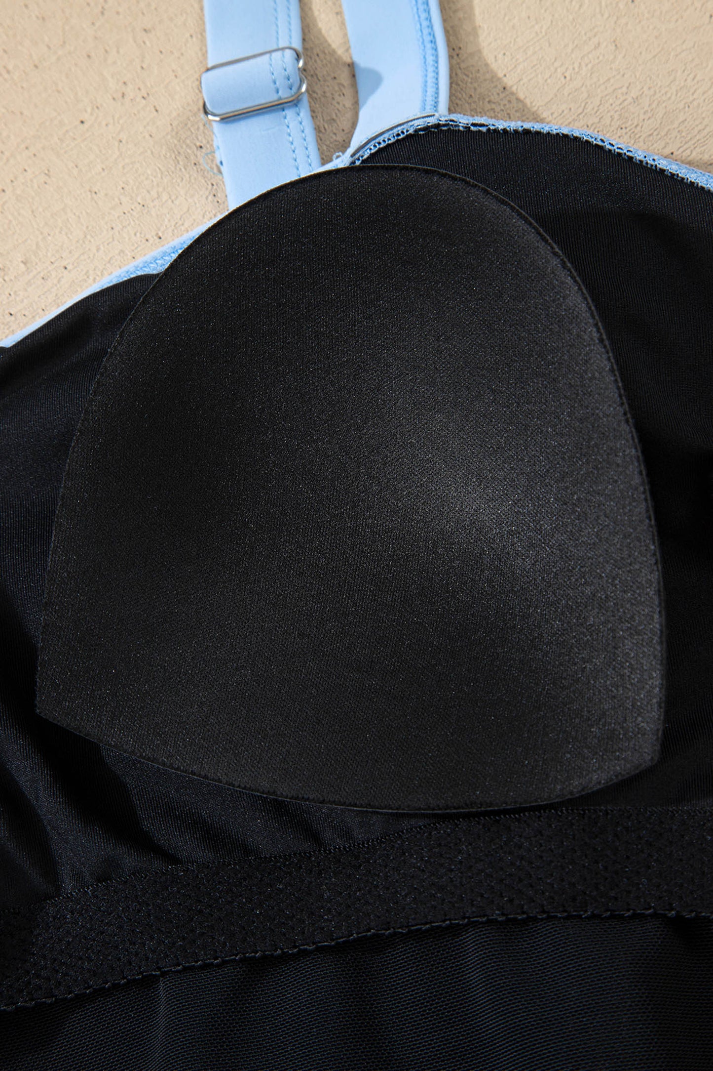 Navy Blue Color Block Detail Adjustable Straps One Piece Swimsuit - Cali Chic