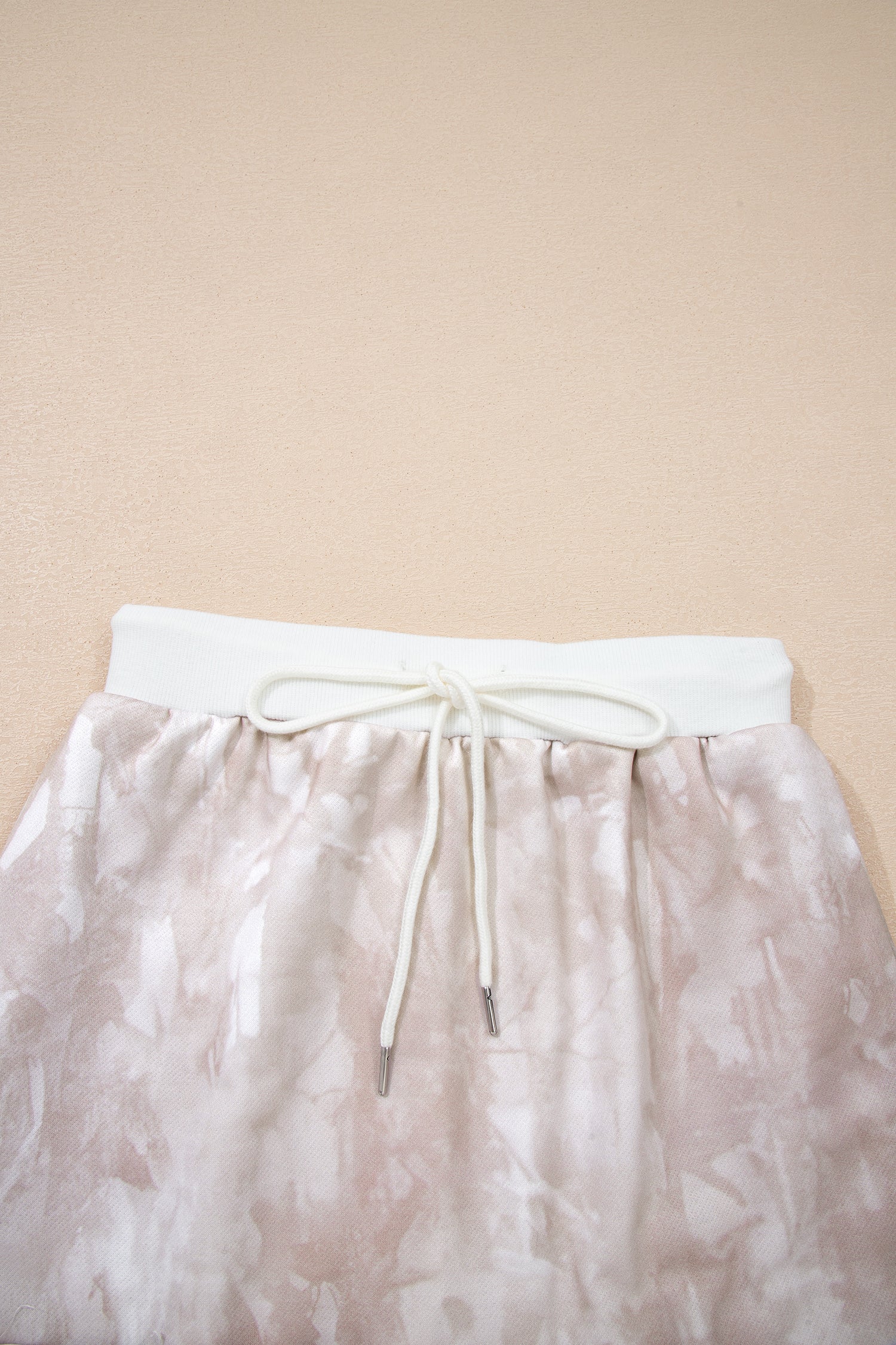 Cali Chic Women Mini Skort White Abstract Woodland Print Balloon Sleeve Pullover Drawstring Mini Skort Set - Cali Chic