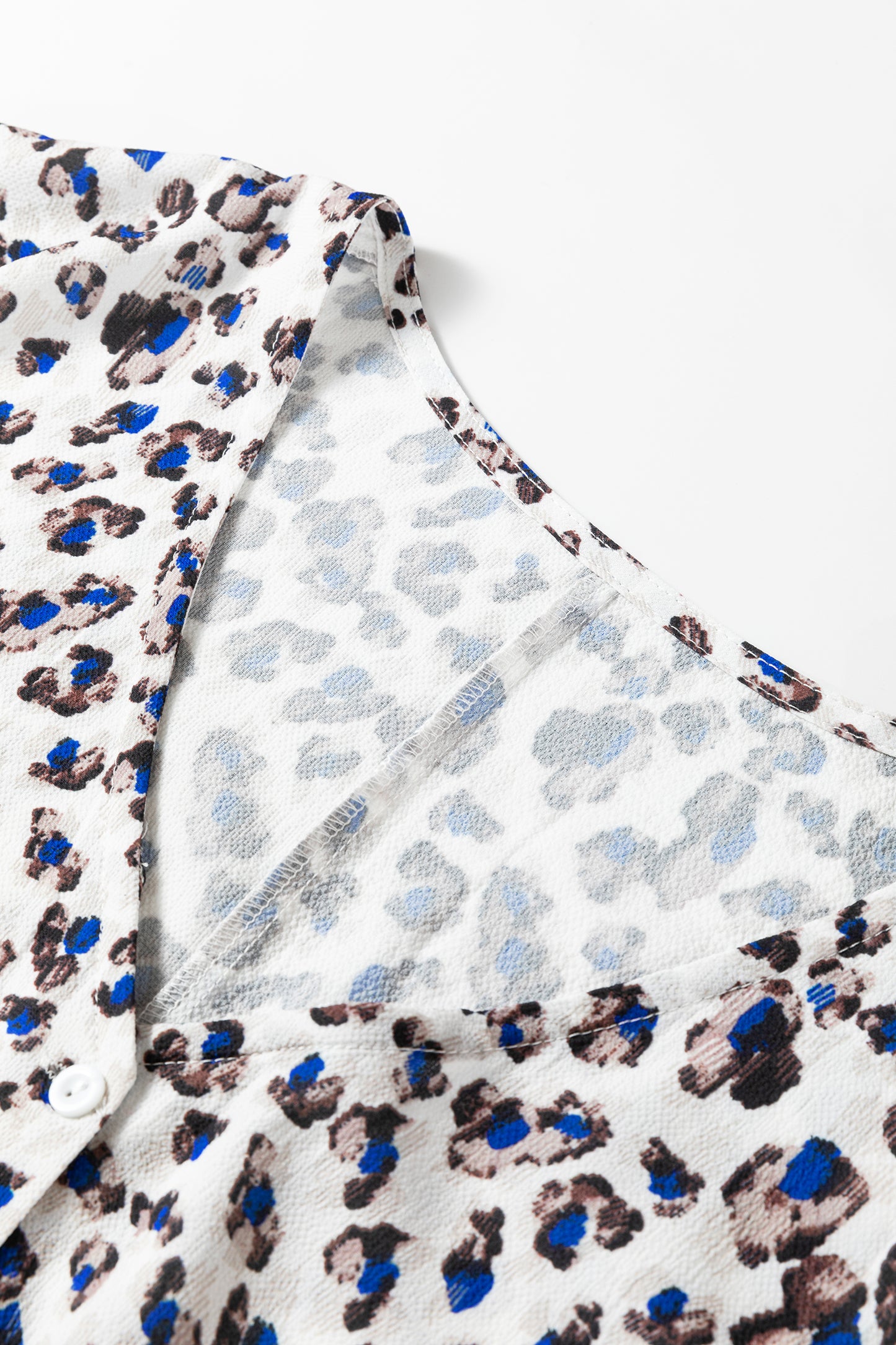 Cali Chic Women Dress Leopard Print V Neck Button Detail Long Sleeve Mini Dress - Cali Chic