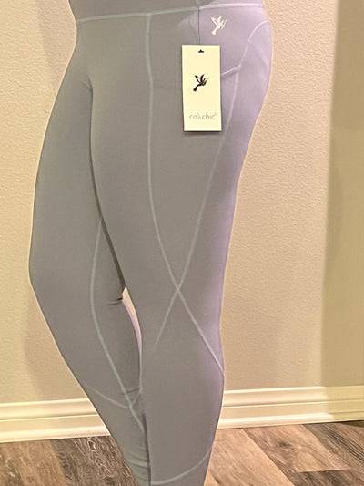Cali Chic Women Yoga Pants Celebrity Greyish Nylon Tummy Control Workout Pants