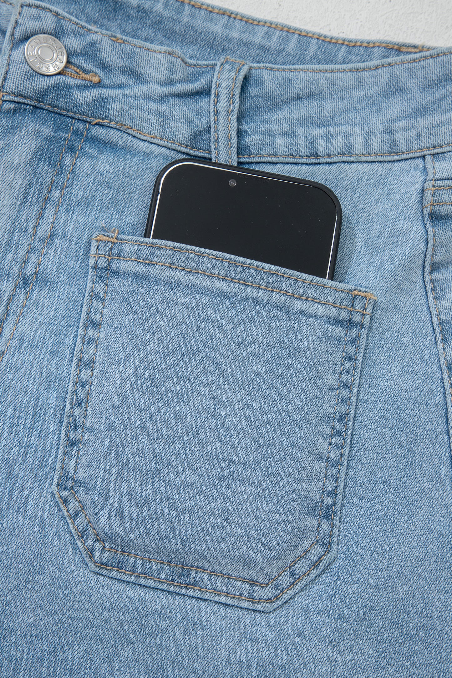 Cali Chic Women Shorts Myosotis High Rise Patch Pocket Denim Shorts - Cali Chic