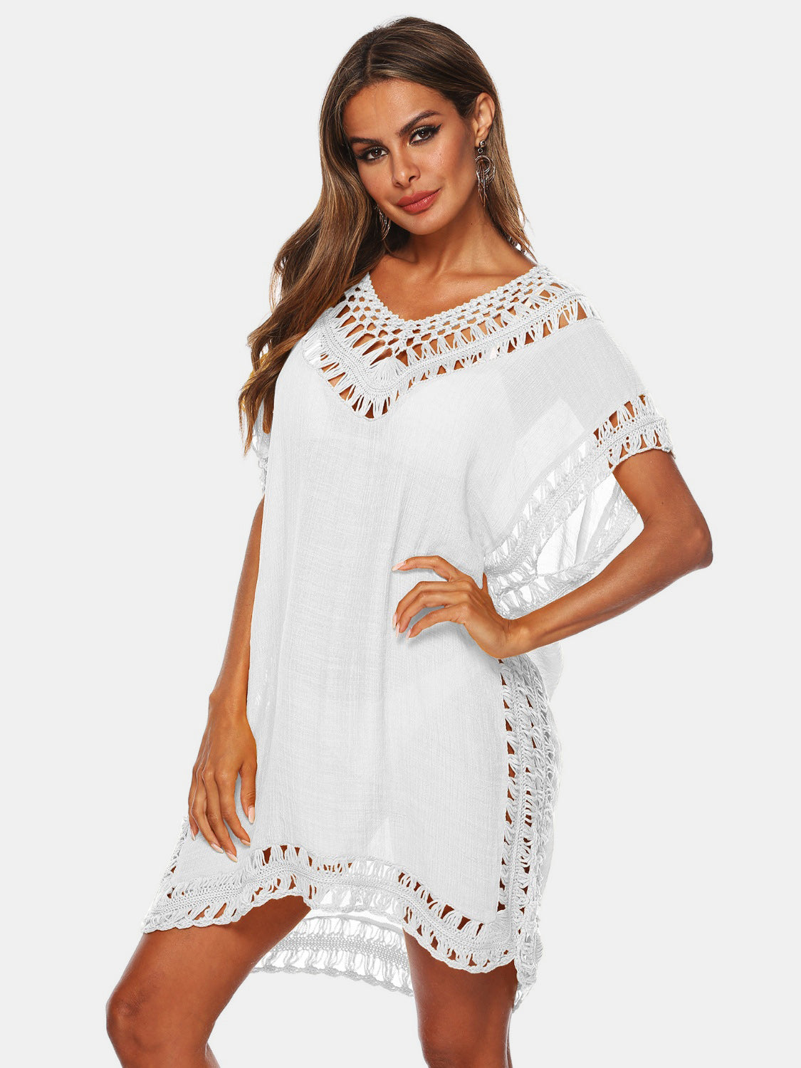 Cali Chic Cutout V-Neck Short Sleeve Cover-Up