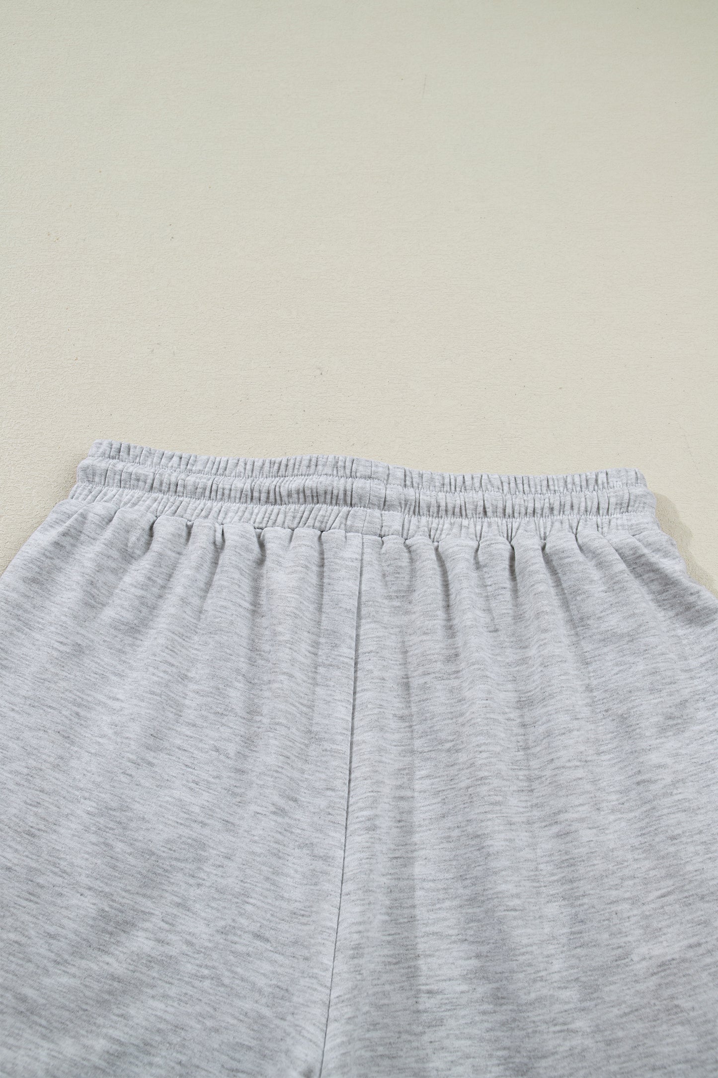 Cali Chic Women Short Light Grey Collared V Neck Tee Drawstring Elastic Waist Shorts 2pcs Outfit - Cali Chic