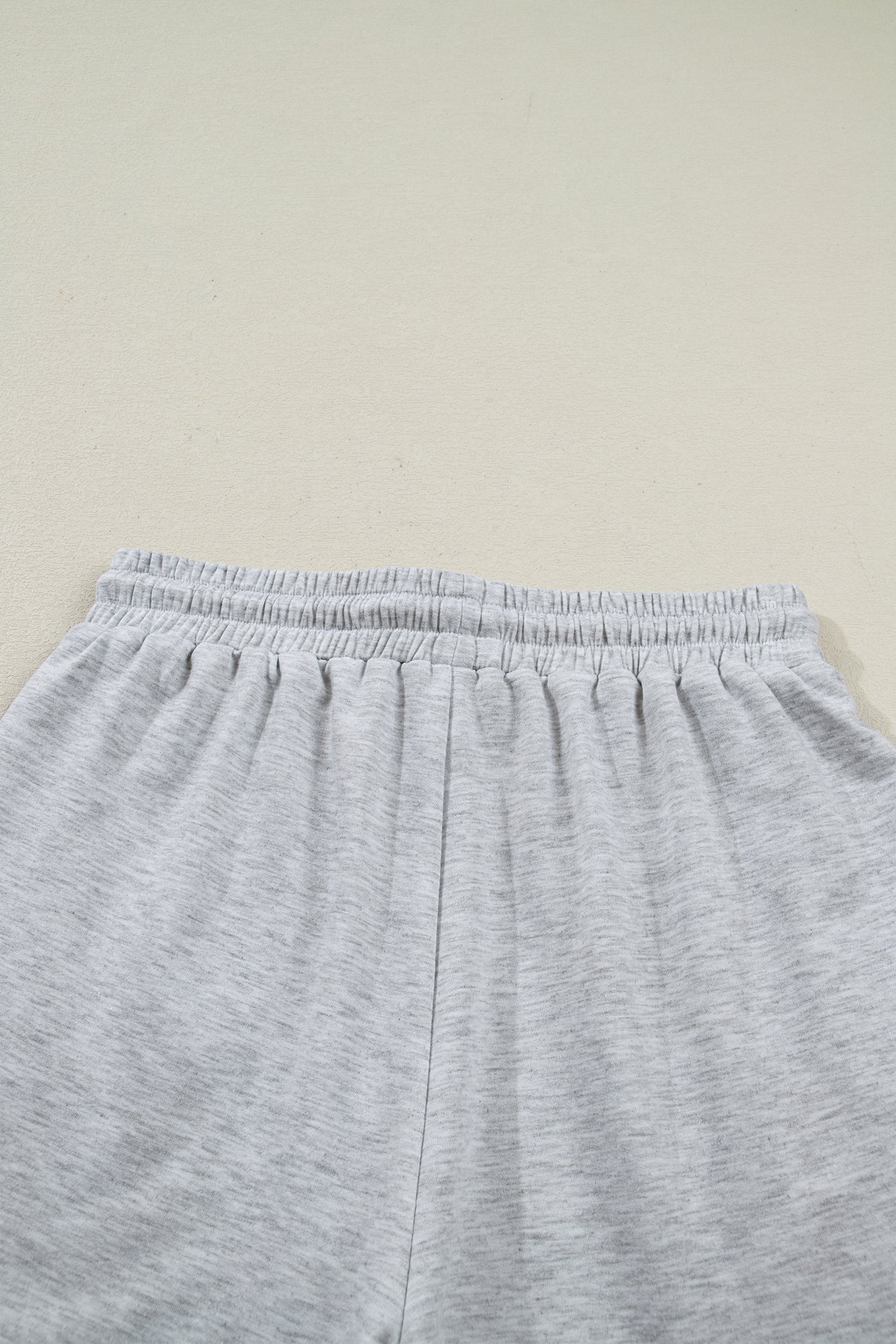 Cali Chic Women Short Light Grey Collared V Neck Tee Drawstring Elastic Waist Shorts 2pcs Outfit - Cali Chic
