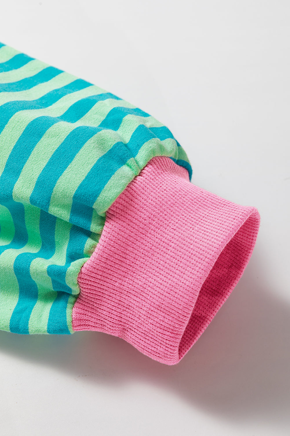 Cali Chic Women's Sweatshirt Sky Blue Stripe Oversized Contrast Trim Pullover