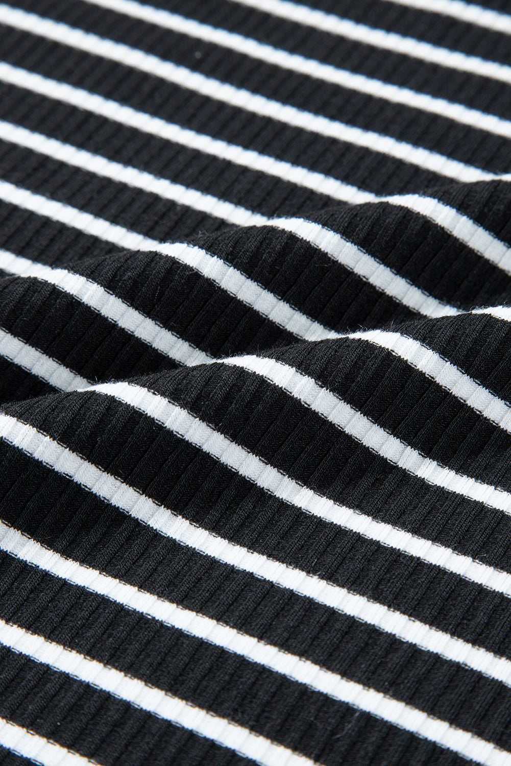 Black Stripe Ribbed Knit Sleeveless Mini Dress