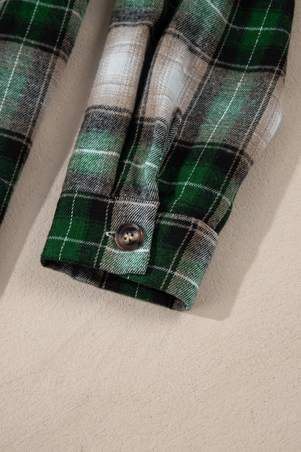 Green Plaid Print Chest Pocket Buttoned Hooded Shacket - Cali Chic