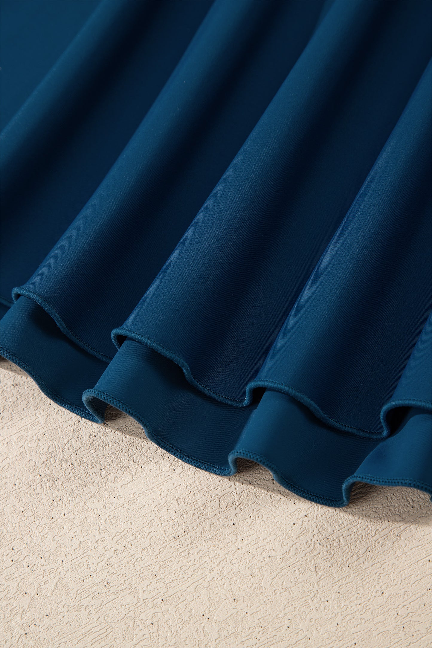 Cali Chic Women Swimsuit Sail Blue Color Block Patchwork Bow Knot Detail Sleeveless Swim Dress - Cali Chic