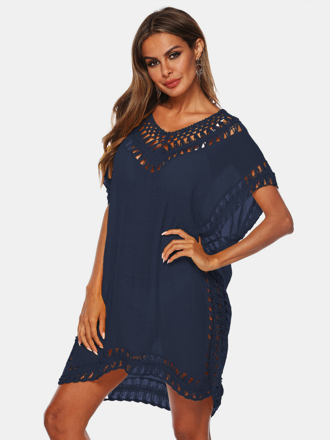 Cali Chic Cutout V-Neck Short Sleeve Cover-Up
