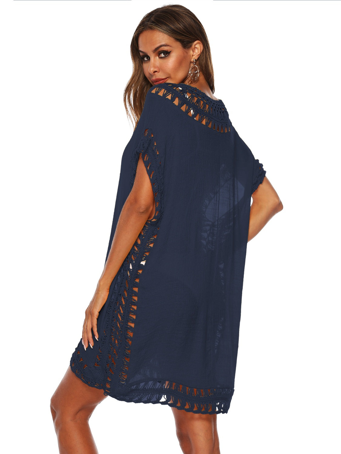 Cali Chic Cutout V-Neck Short Sleeve Cover-Up