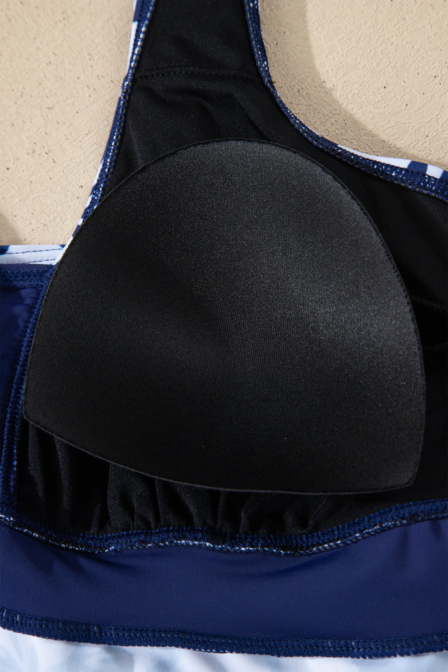 Cali Chic Women Swimsuit Blue Floral Print Patchwork Bow Knot Detail Sleeveless Swim Dress - Cali Chic