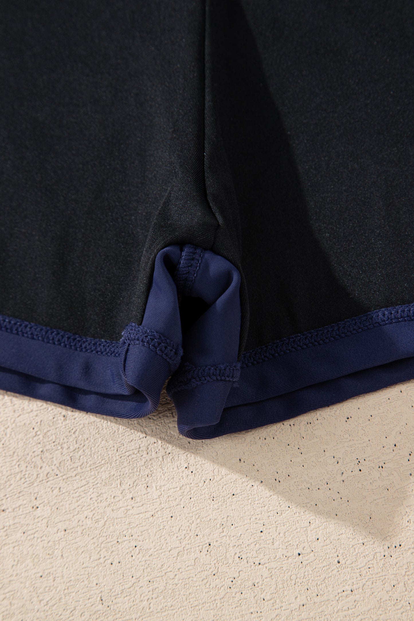 Cali Chic Women Swimsuit Navy Blue Contrast Edge Ruffled High Waist One Piece Swim Dress - Cali Chic