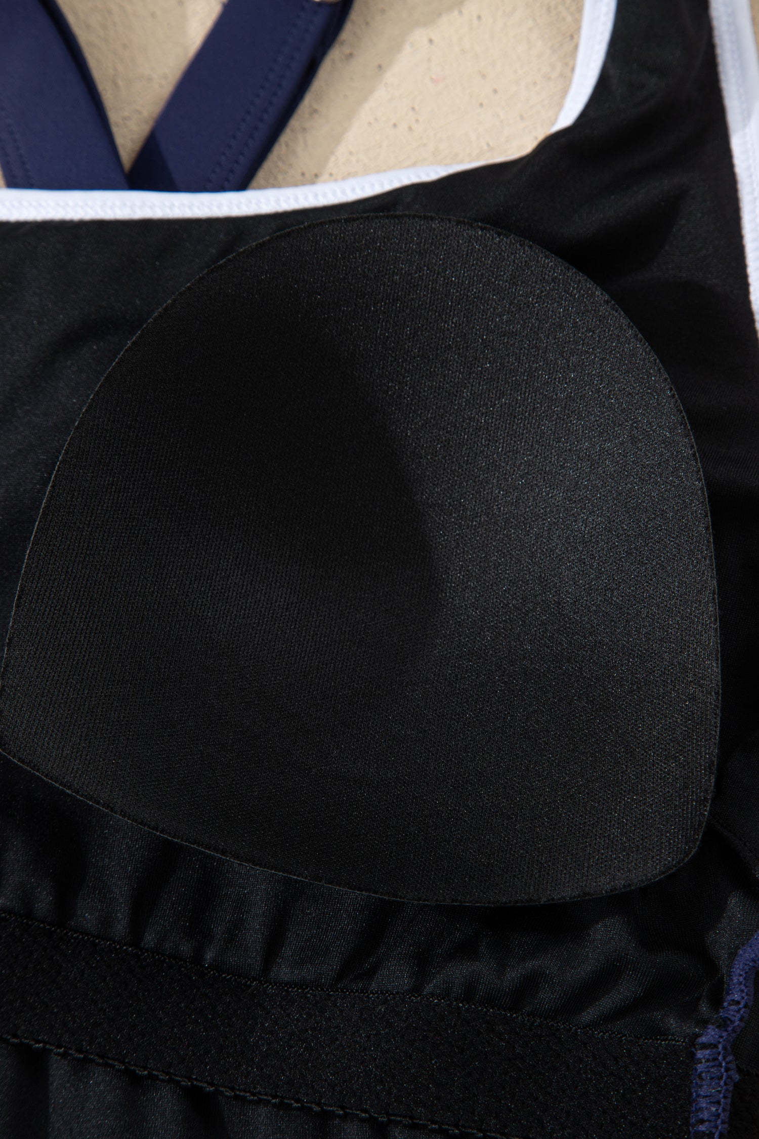 Cali Chic Women Swimsuit Navy Blue Contrast Edge Ruffled High Waist One Piece Swim Dress - Cali Chic