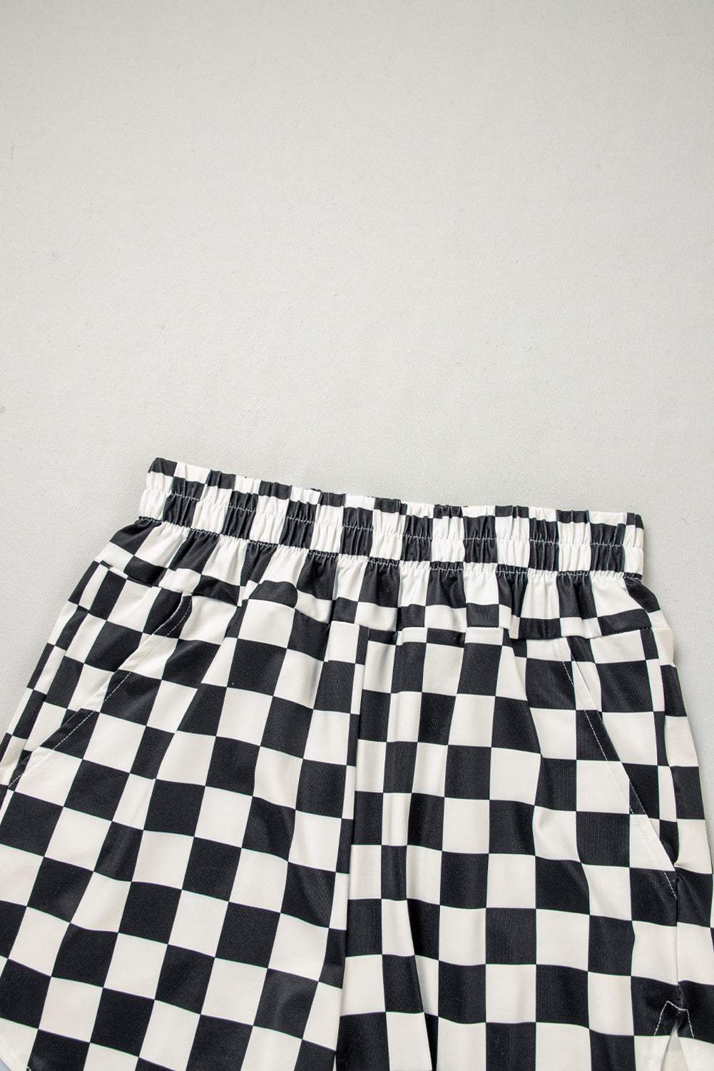 Cali Chic Women Swimsuit Black Checkered Print High Waist Casual Shorts - Cali Chic
