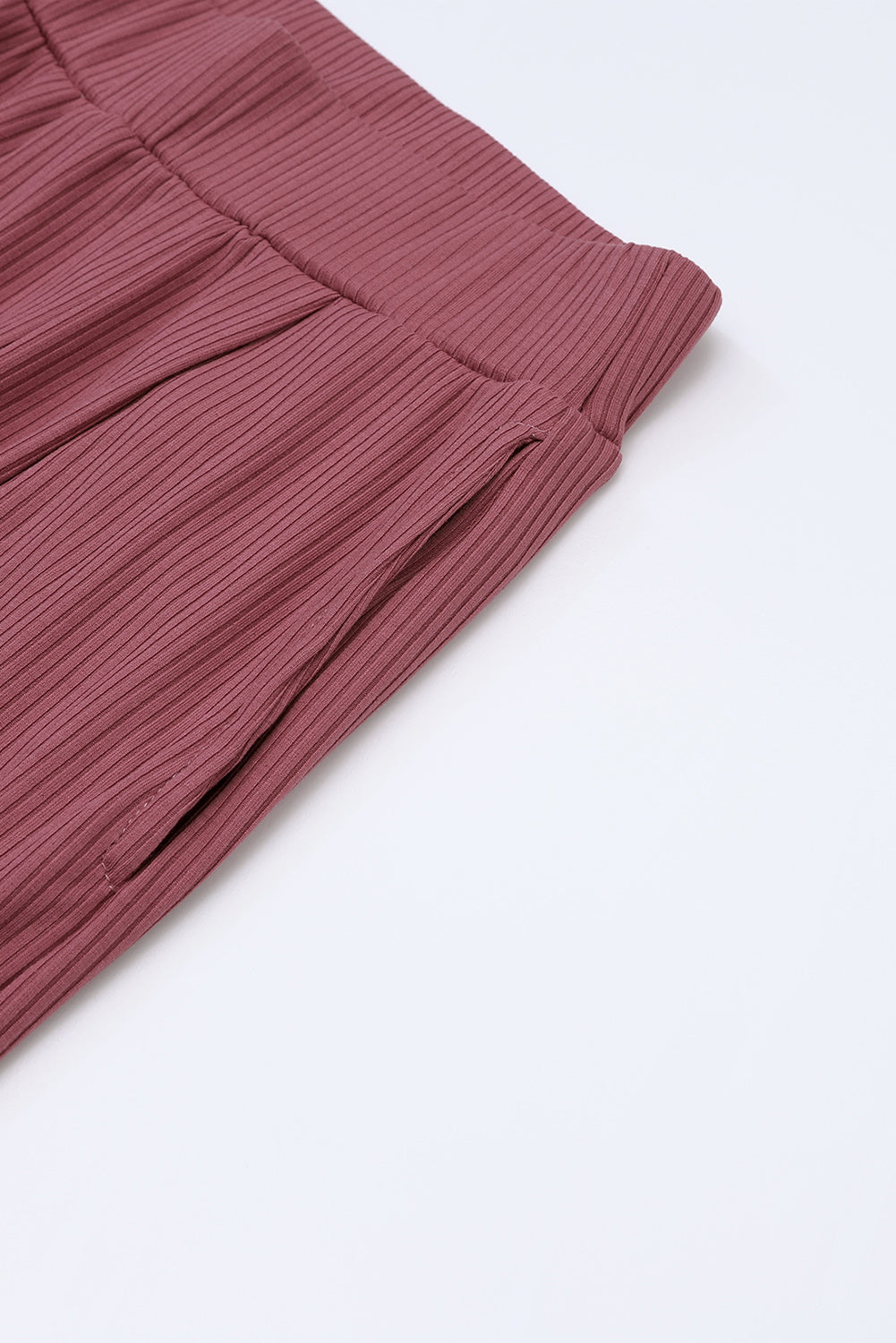 Solid Color Ribbed Crop Top Long Pants Set