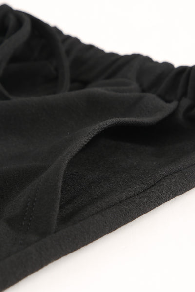 Black Drawstring Elastic Waist Pocketed Shorts