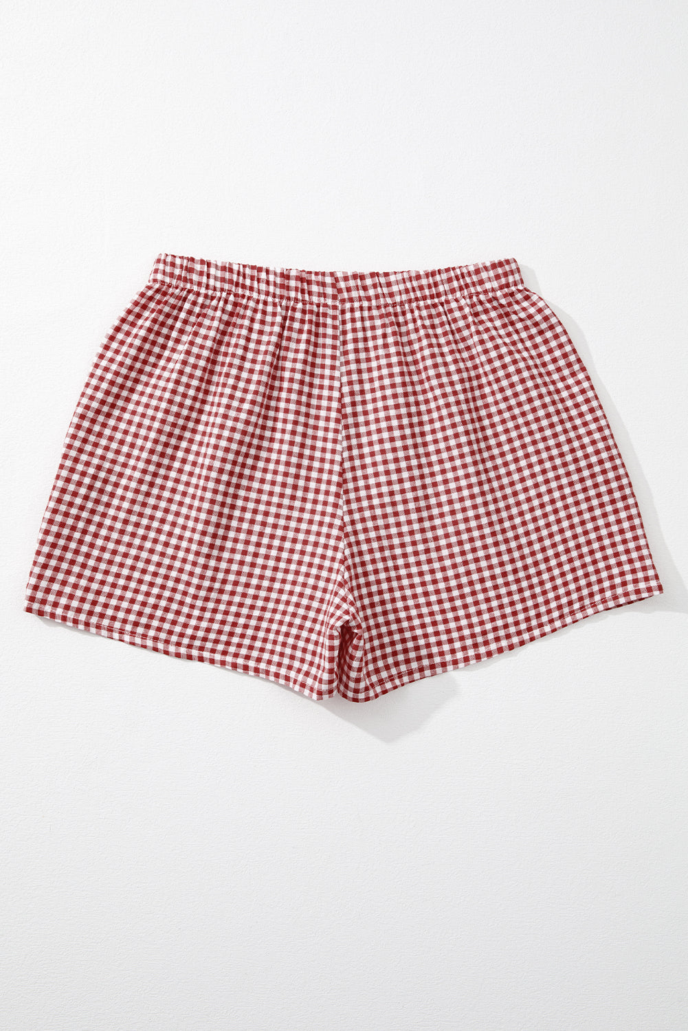 Cali Chic Red Plaid Gingham Printed High Waist Shorts
