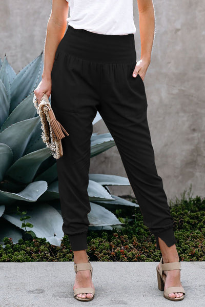 Cali Chic Black Pocketed Casual Joggers