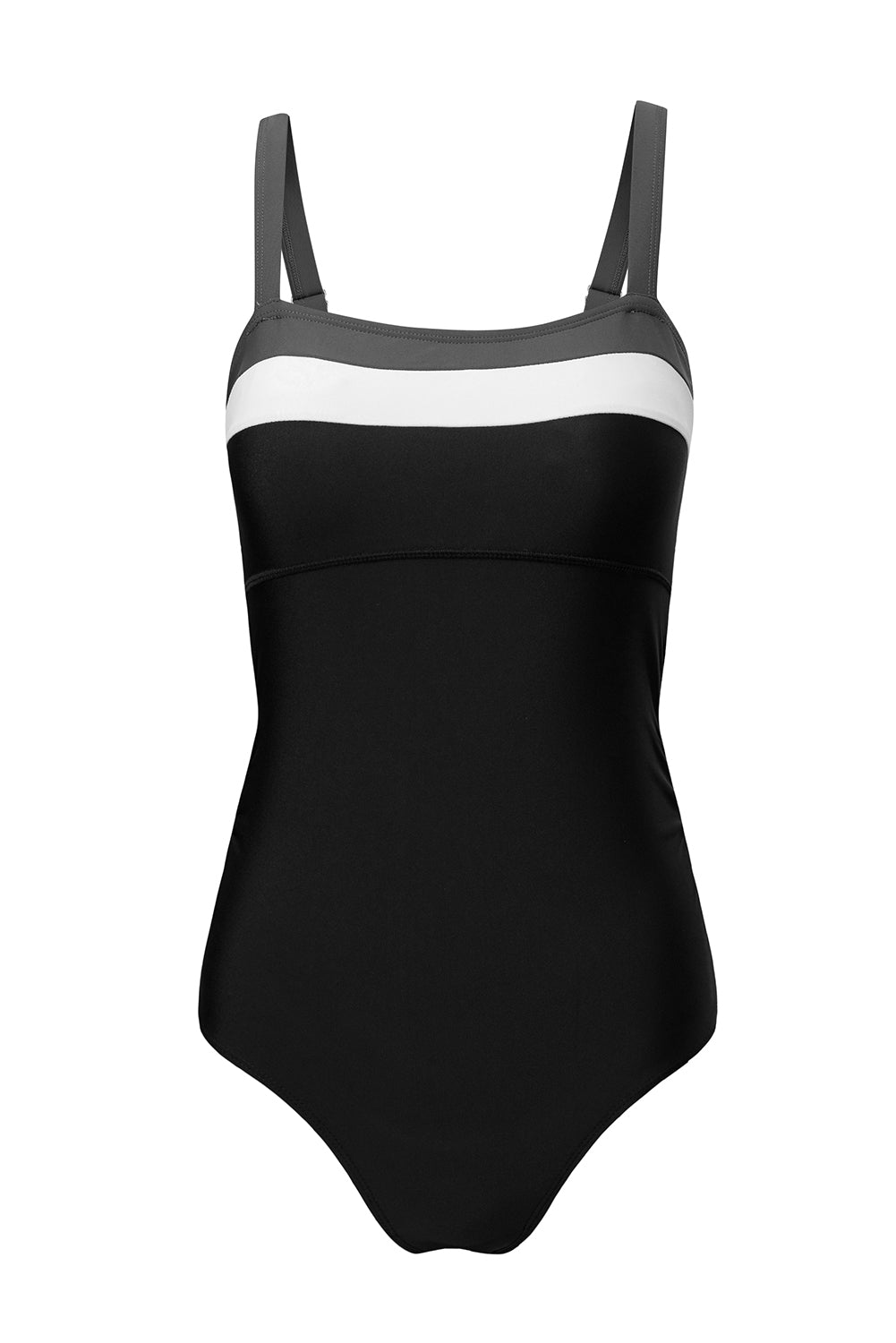 Black Color Block Detail Adjustable Straps One Piece Swimsuit - Cali Chic