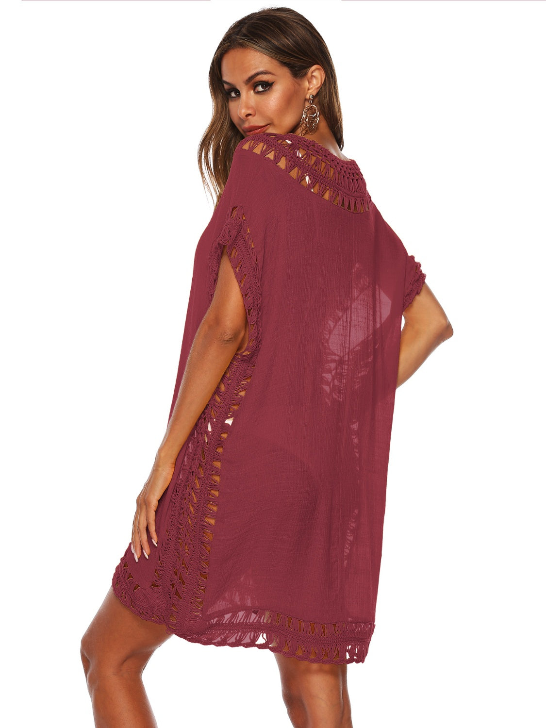 Cali Chic Cutout V-Neck Short Sleeve Cover-Up
