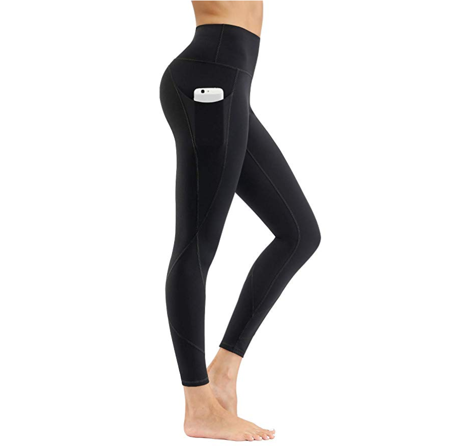 Women's Mid-Waist Seamless Yoga Pants - Tummy Control Brushed Nylon Leggings