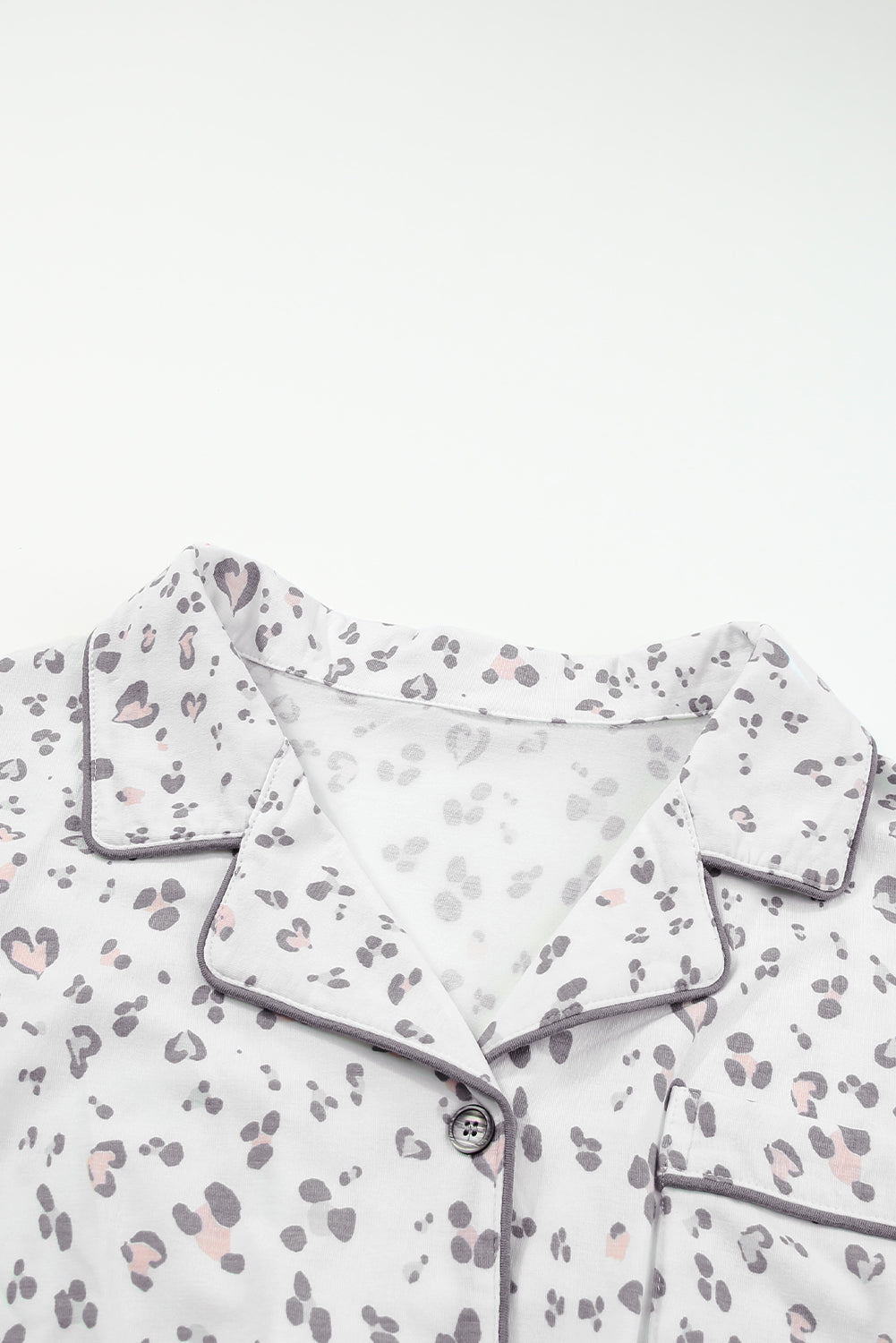 White Leopard Print Long Sleeve and Pants Pajamas Set