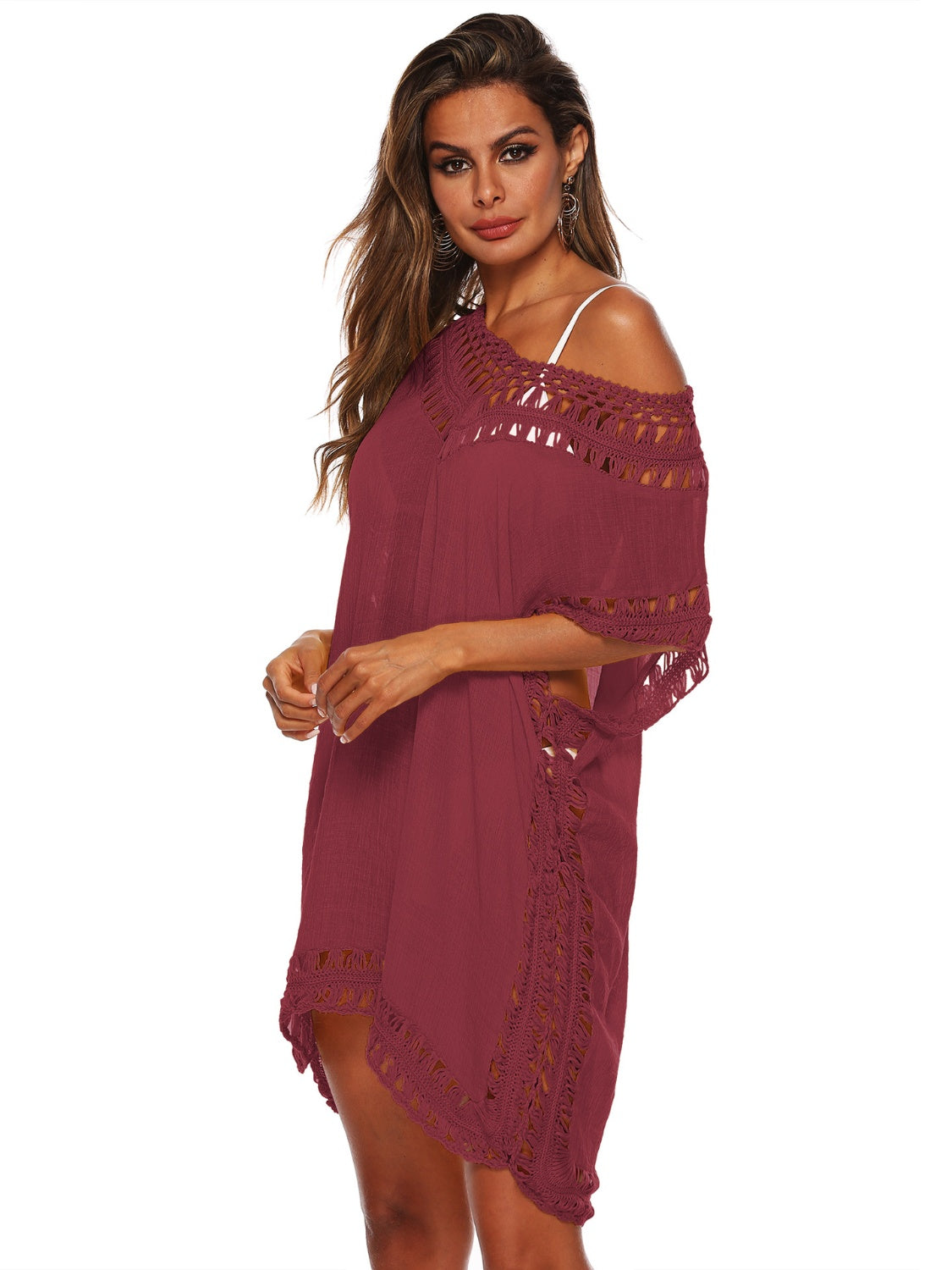 Cali Chic Cutout V-Neck Short Sleeve Cover-Up