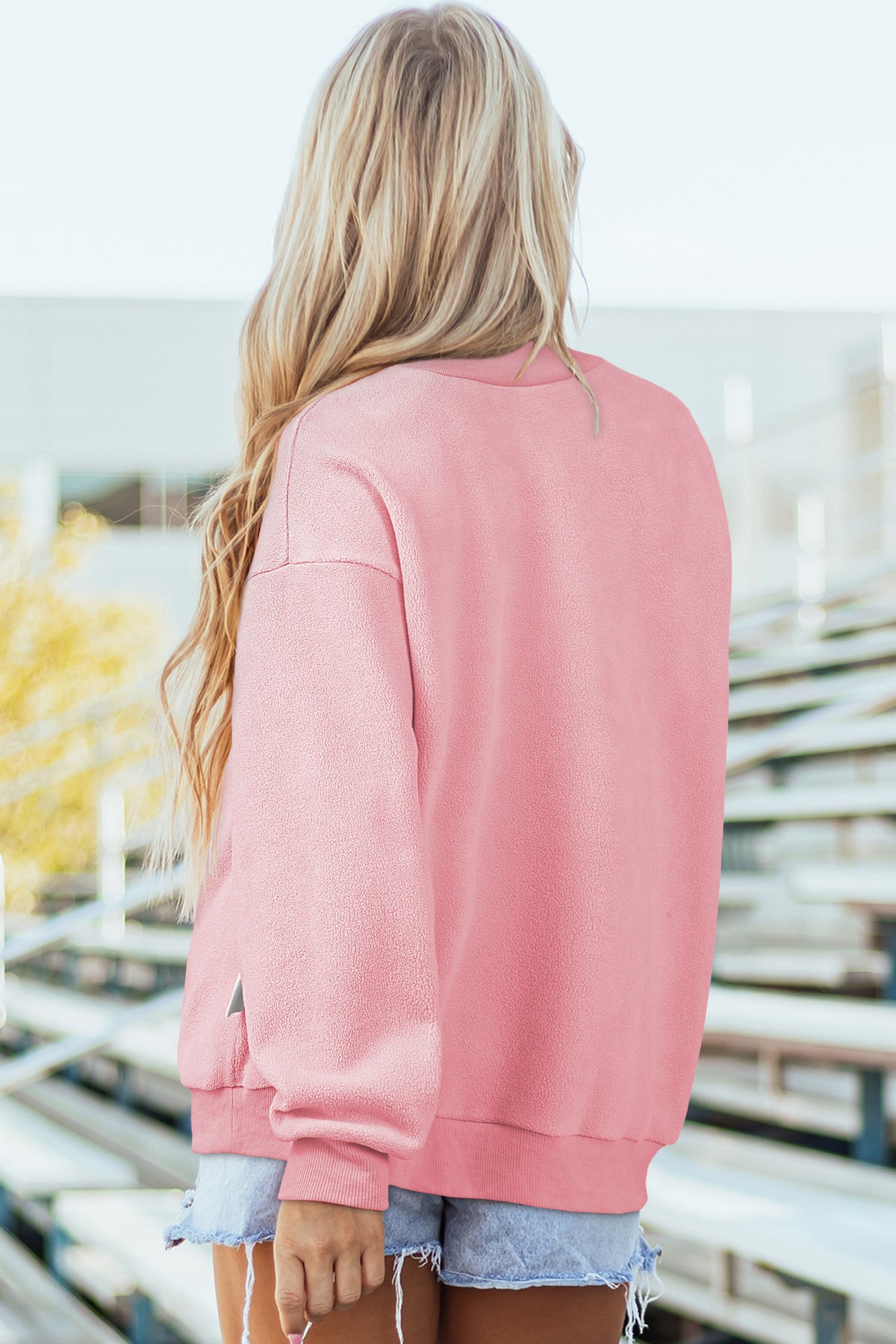 Cali Chic Women's Sweatshirt Oversized Drop Shoulder Reversible Mock Neck Sweatshirt