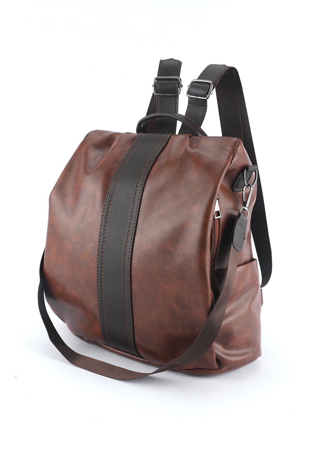 Cali Chic Brown Multifunctional Retro Faux Leather Backpack