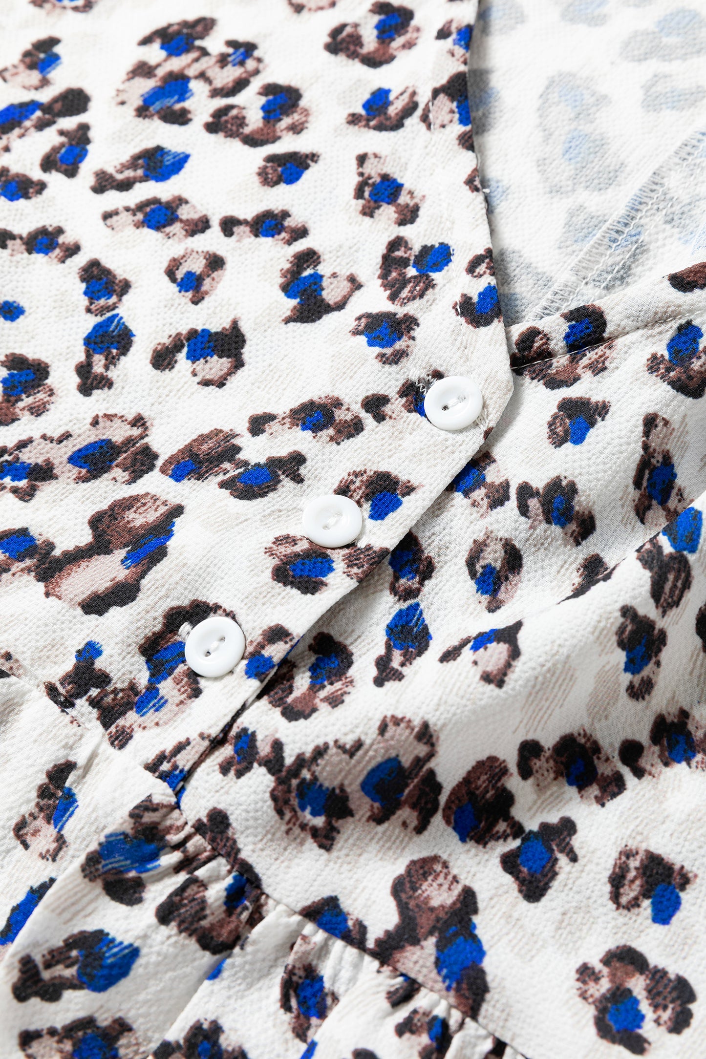 Cali Chic Women Dress Leopard Print V Neck Button Detail Long Sleeve Mini Dress - Cali Chic