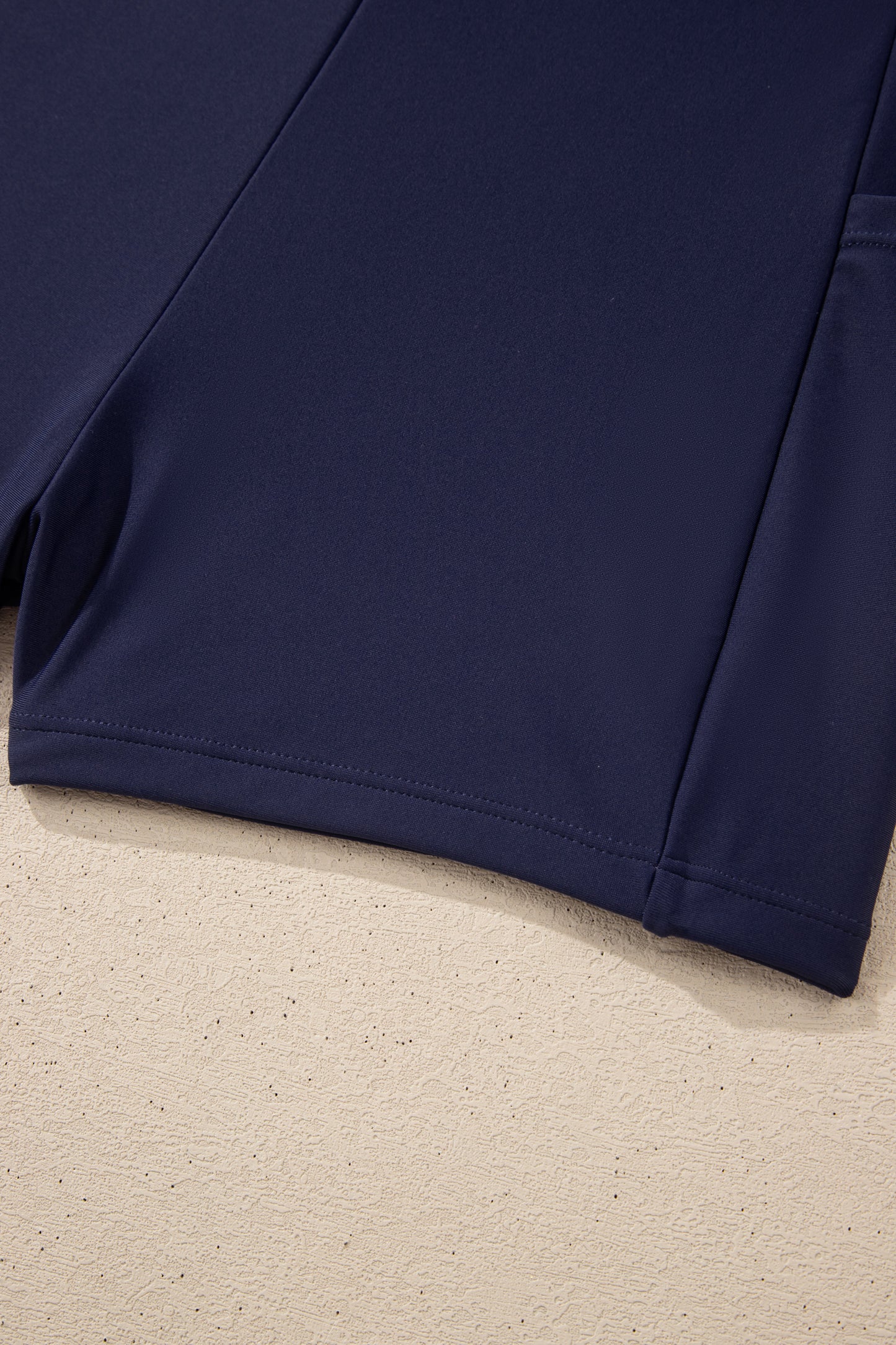 Cali Chic Women Swimsuit Navy Blue Contrast Edge Ruffled High Waist One Piece Swim Dress - Cali Chic