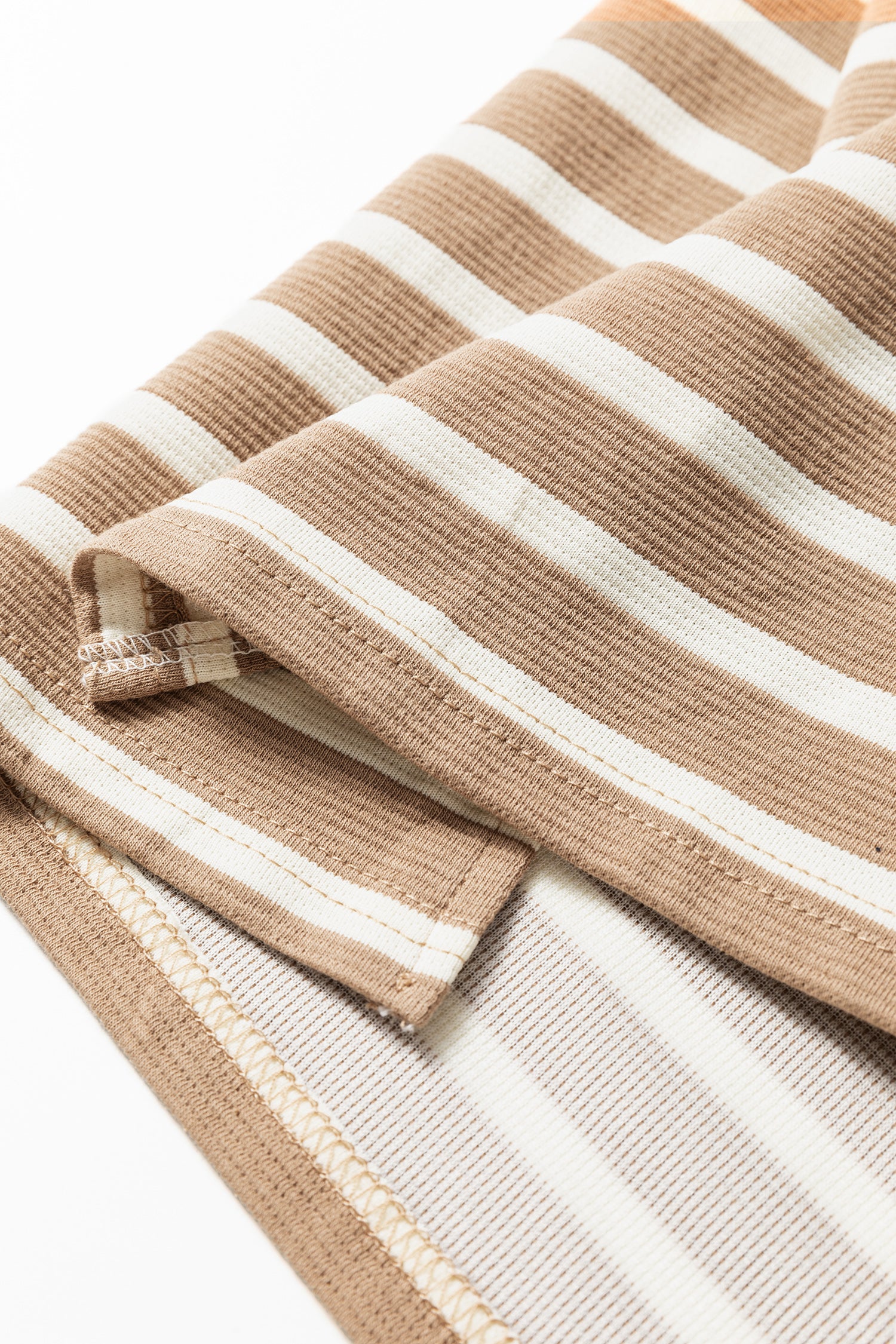 Cali Chic Women Dress Khaki Stripe Tie V Neck Sleeveless Side Slit Midi Dress - Cali Chic