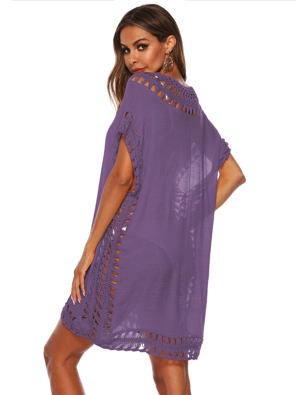 Cali Chic Cutout V-Neck Short Sleeve Cover-Up