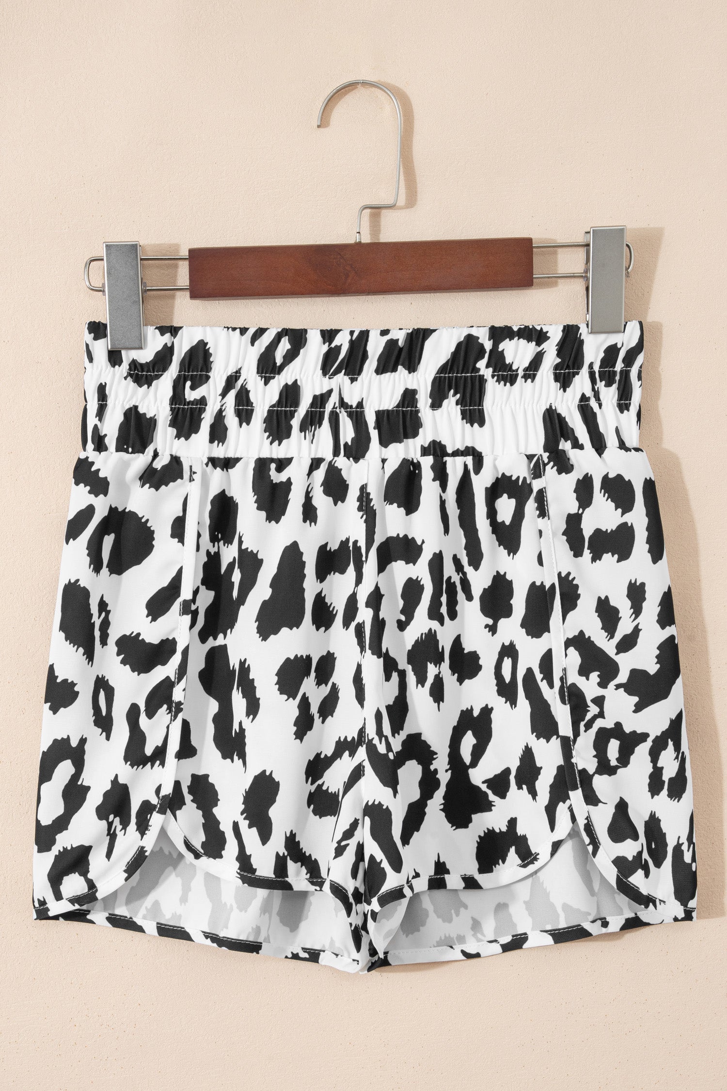 Cali Chic Women Short White Leopard High Waisted Athletic Shorts - Cali Chic