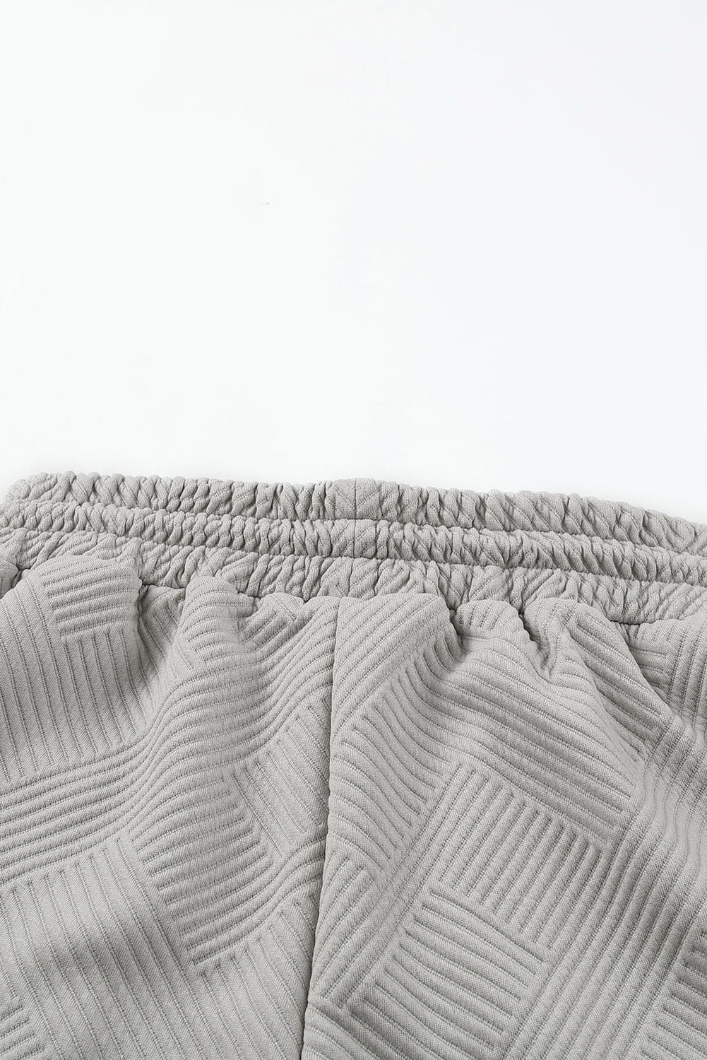 Cali Chic Gray 2pcs Solid Textured Drawstring Shorts Set