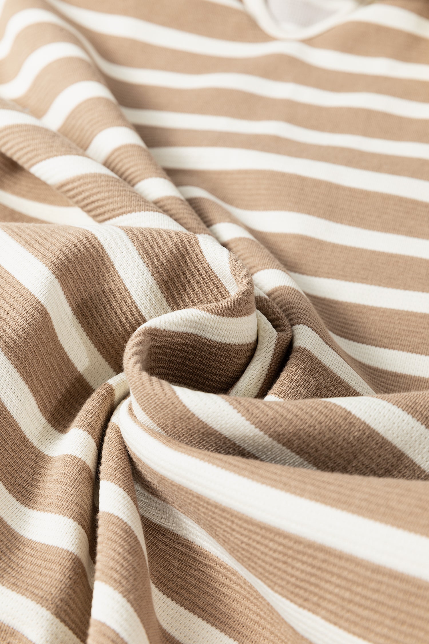 Cali Chic Women Dress Khaki Stripe Tie V Neck Sleeveless Side Slit Midi Dress - Cali Chic