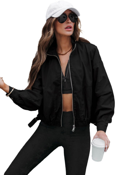 Cali Chic Black Solid Full Zipped Jacket