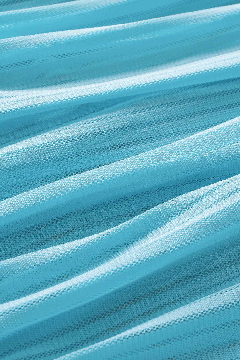 Cali Chic Swimsuit Turquoise Striped Mesh Knotted Hem Tankini Swimsuit