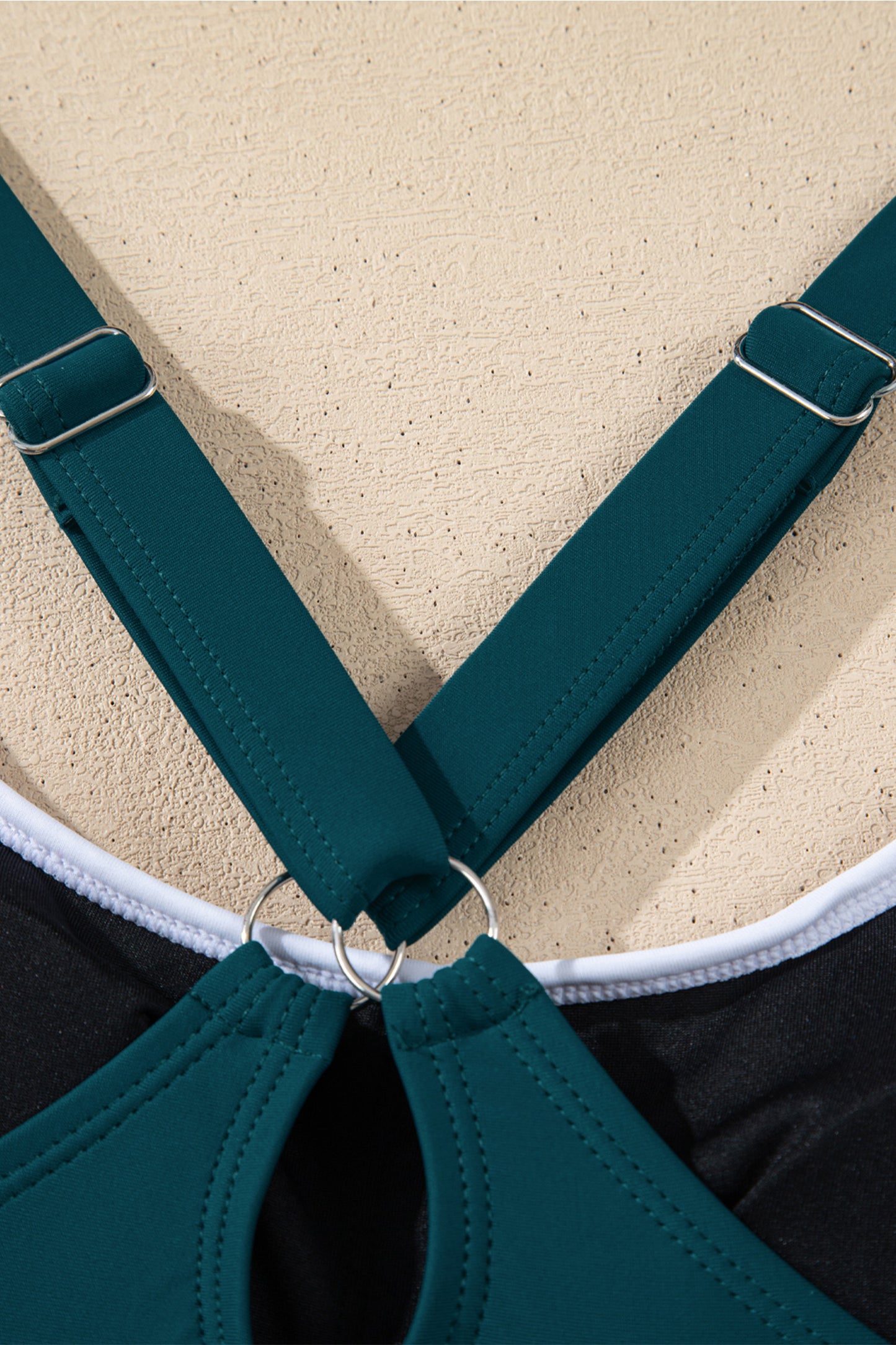 Cali Chic Women Swimsuit Blue Sapphire Contrast Edge Ruffled High Waist One Piece Swim Dress - Cali Chic