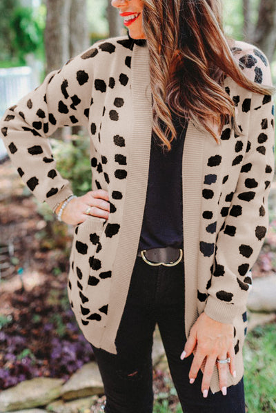 Cali Chic Leopard  Animal Spotted Pattern Open Front Cardigan