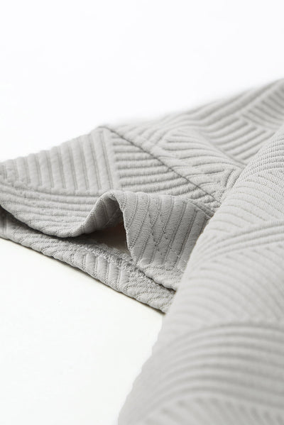 Cali Chic Gray 2pcs Solid Textured Drawstring Shorts Set