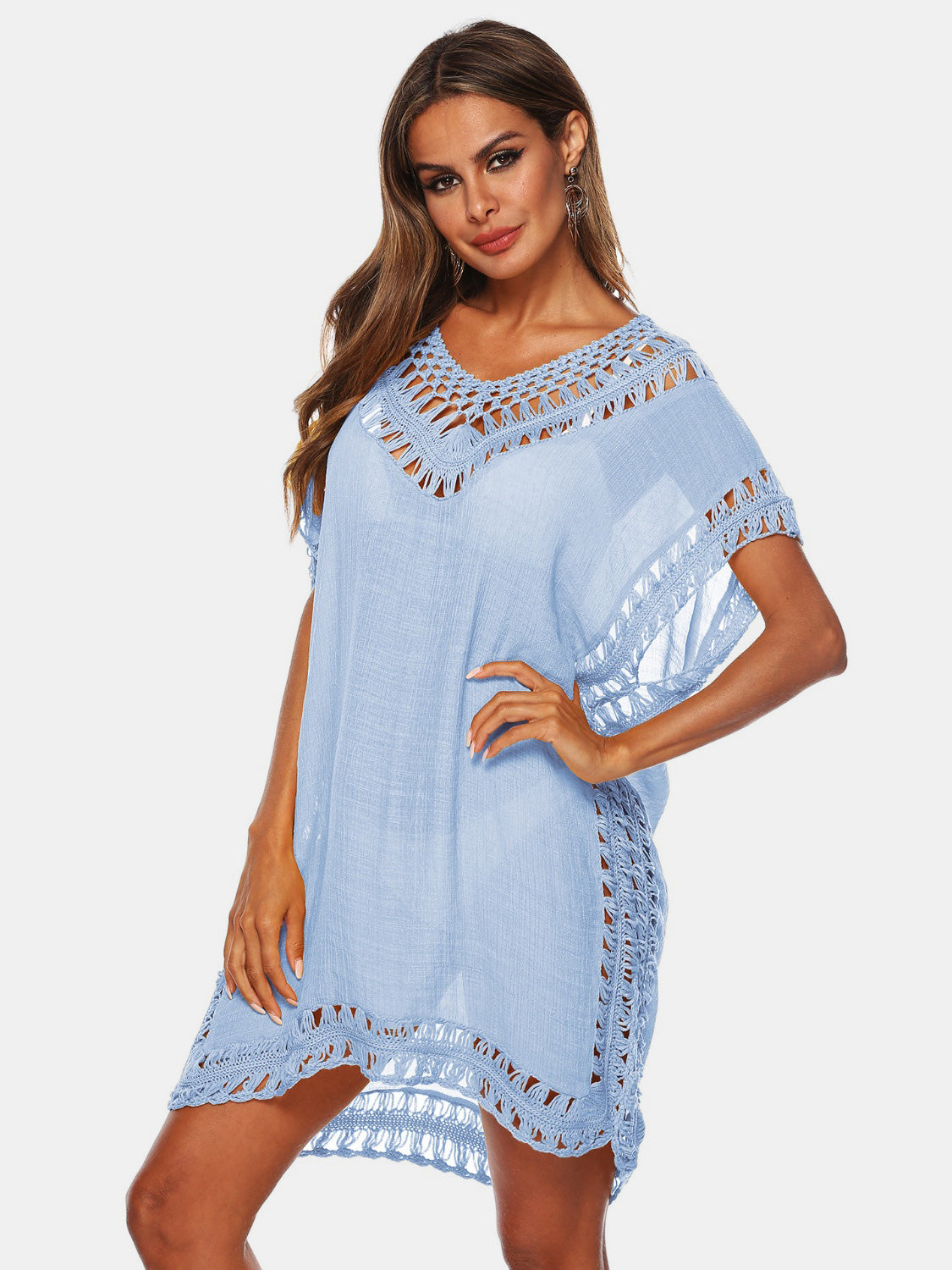 Cali Chic Cutout V-Neck Short Sleeve Cover-Up