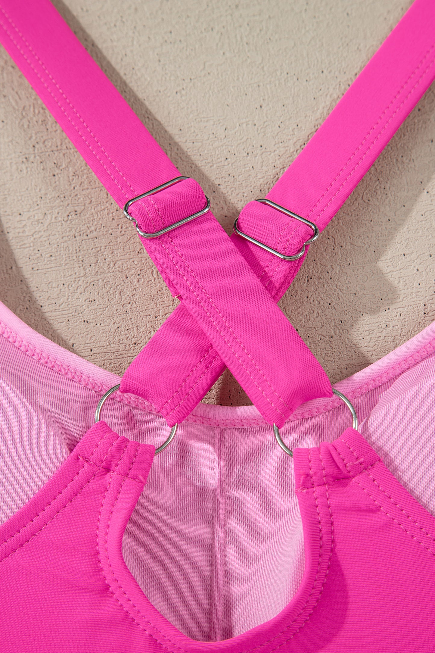 Cali Chic Women Swimsuit Rose Red Contrast Trim Neckline Active Shorts Attached One Piece Swim Dress - Cali Chic