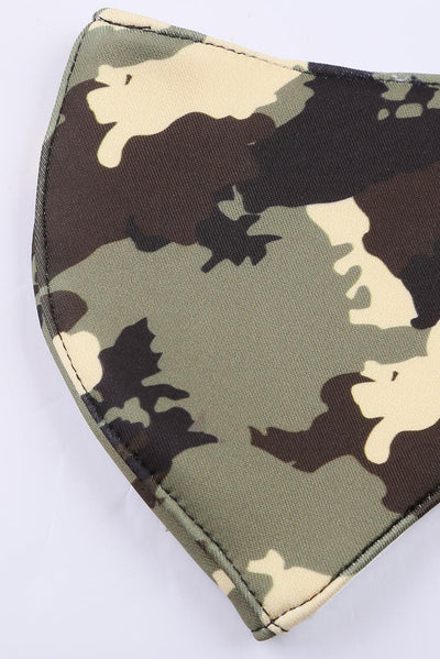 Face Mask Green Camo Print Face Mask With 5PCS Filters Breathable Washable Ships from USA
