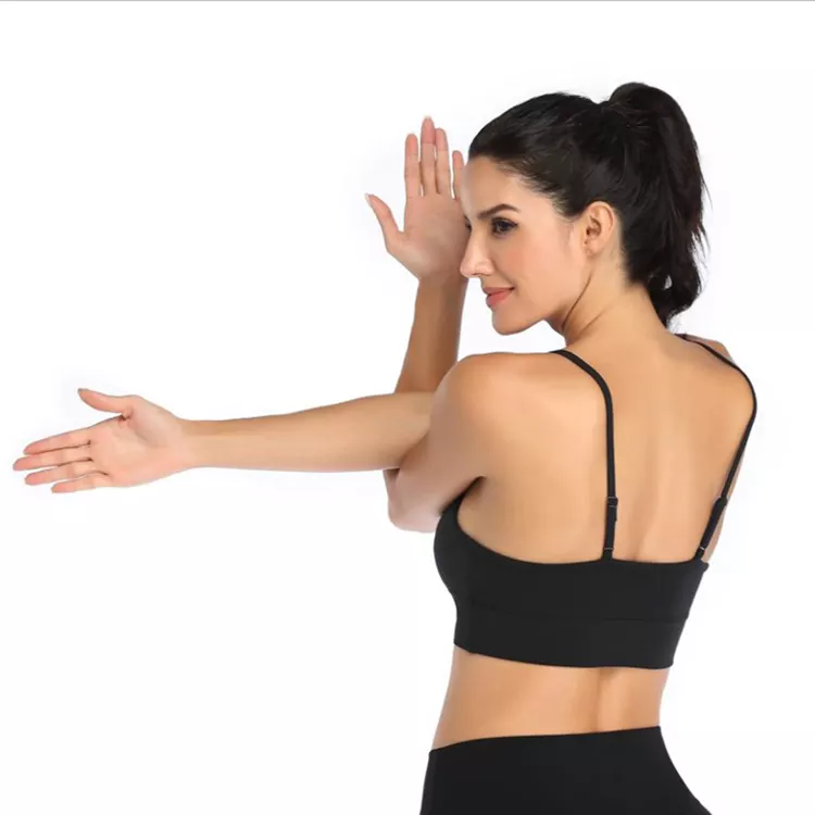 Cali Chic Women Sports Bra Celebrity Spaghetti Strap Padded Gym Fitness Workout Running Shirts Yoga Tank Top